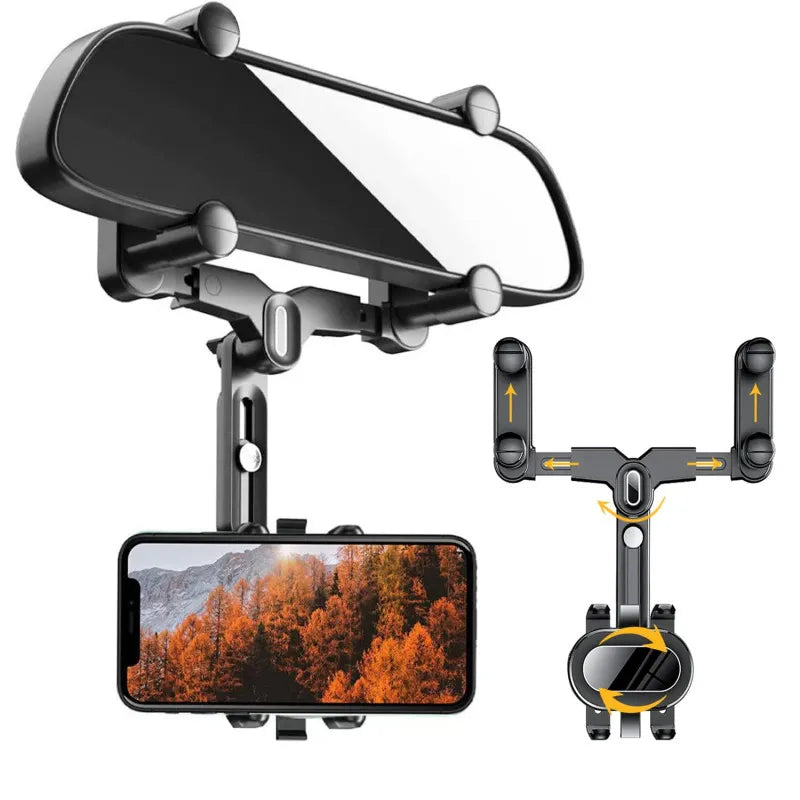 360° Car Rearview Mirror Phone Holder - Ksa Shopping Saudi Arabia