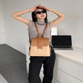 Brown and Beige Leather Women's Backpack - Ksa Shopping Saudi Arabia