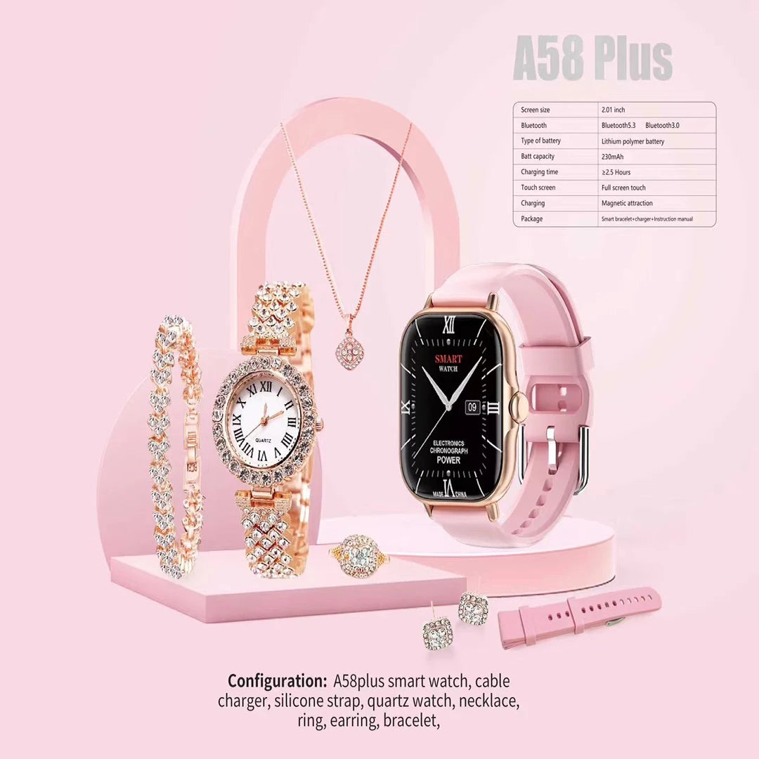 A58 Plus 6 IN 1 Smartwatch Set - Ksa Shopping Saudi Arabia